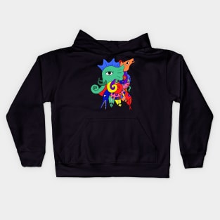 colorful abstract art animal Kids Hoodie